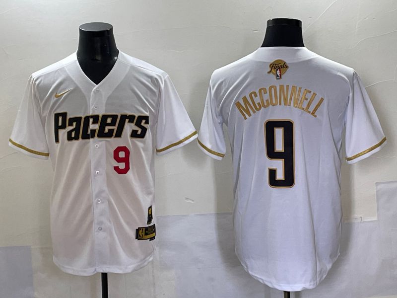 Men 2025 Indiana Pacers 9 Mcconnell White Joint Name NBA Jersey style 3